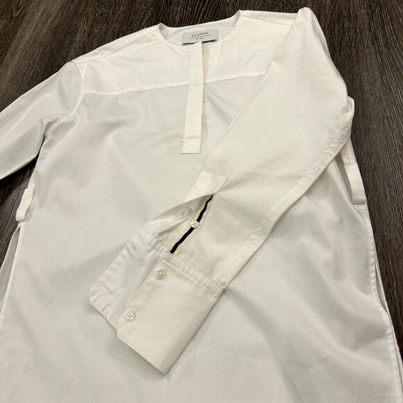 La Ligne White Cotton Tunic Top XS Long Sleeve Minimalist Shirt **Belt Missing** - Picture 16 of 16
